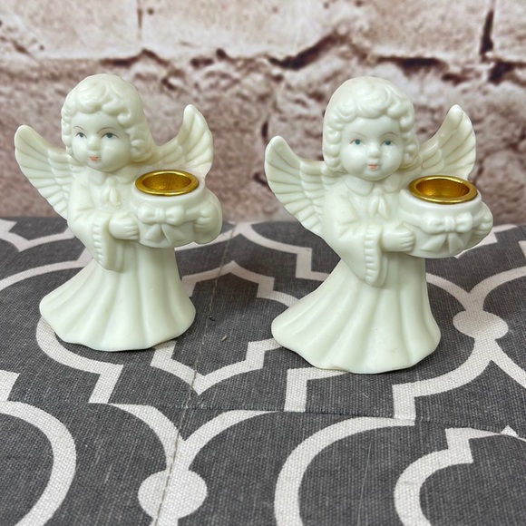 Set of Four Robel Ball Mini Angel Candlesticks - Picture 2 of 11